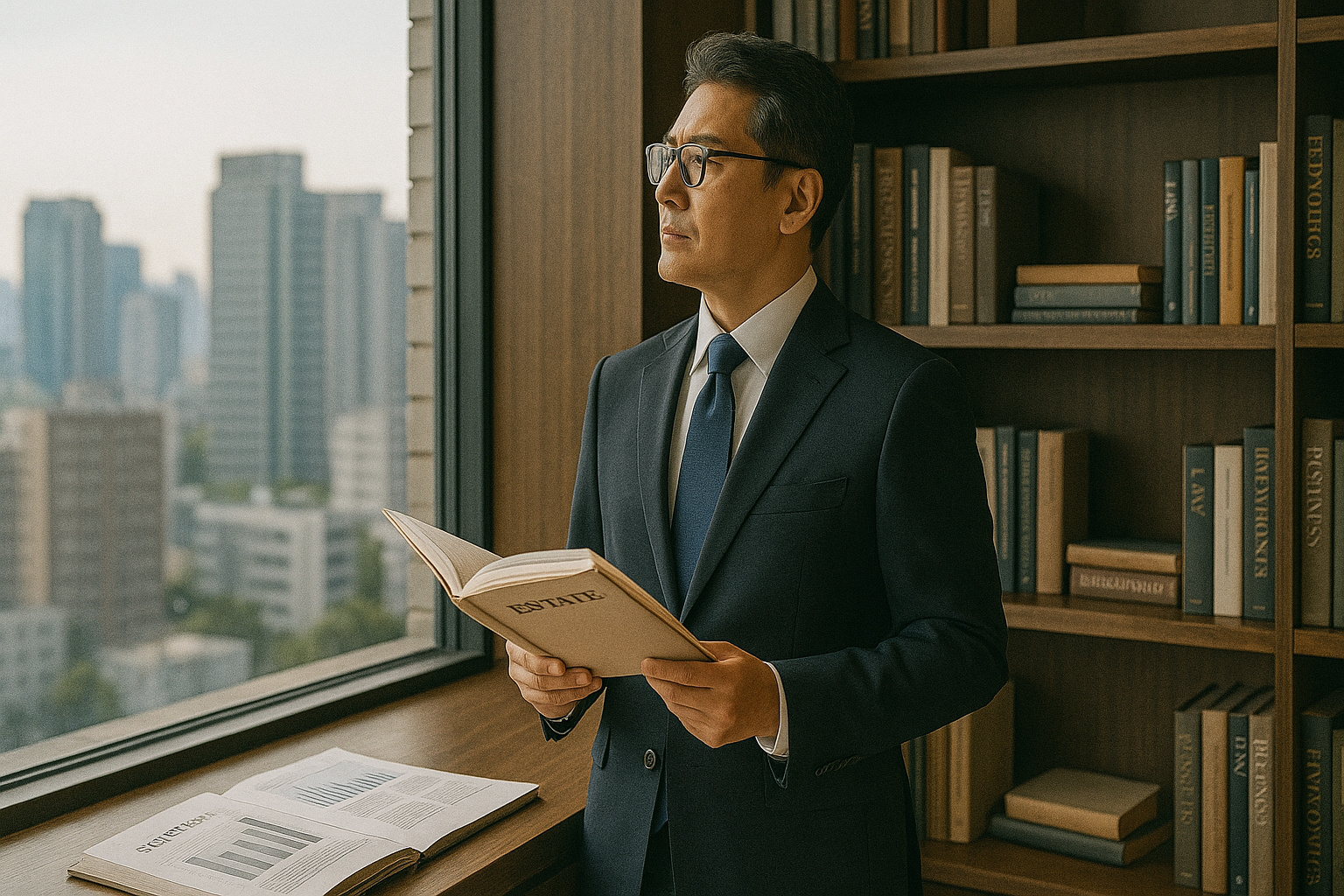 부동산 서적과 세무 자료를 분석하는 고소득자