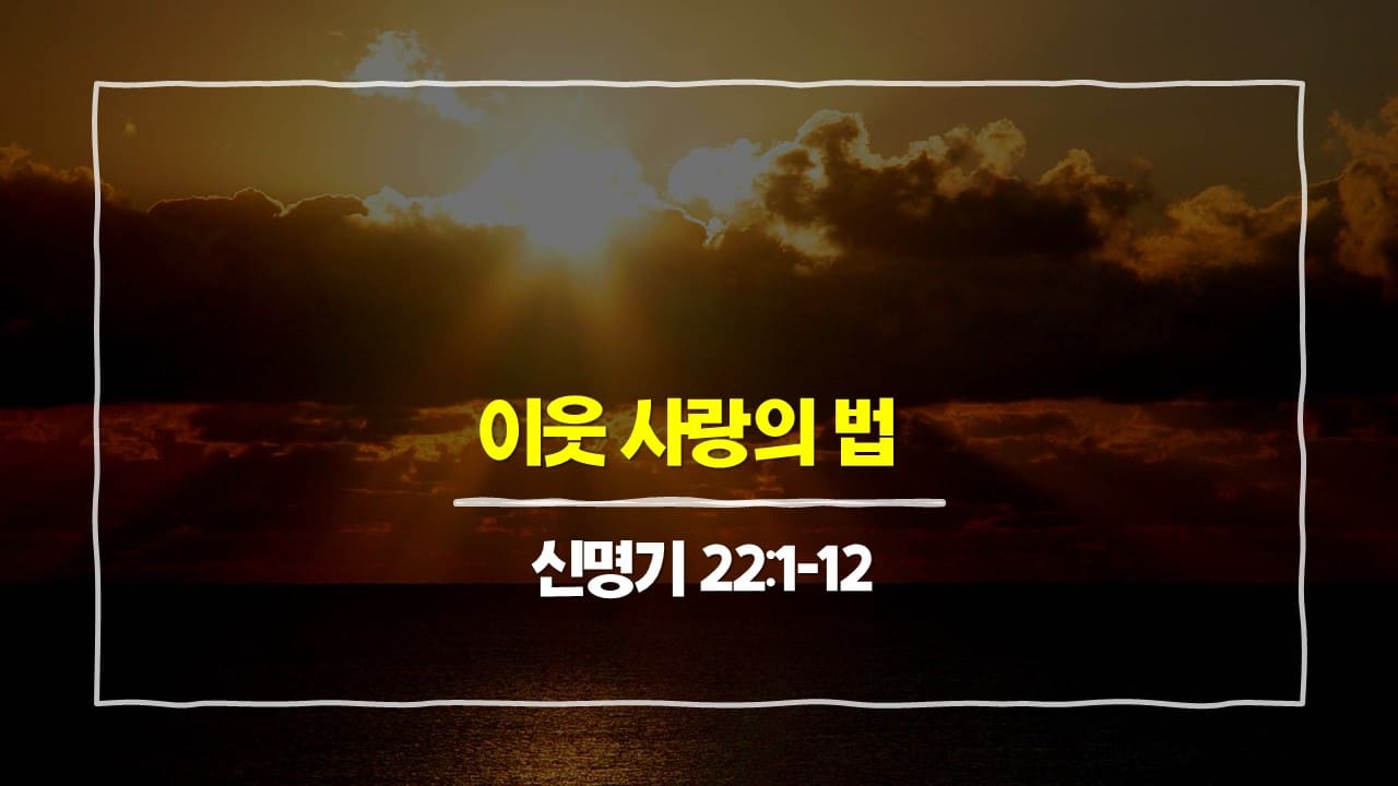 [4월 5일 묵상] 신명기 22장 1절-12절&#44; 이웃 사랑의 법 - 매일성경 큐티 10분 새벽설교
