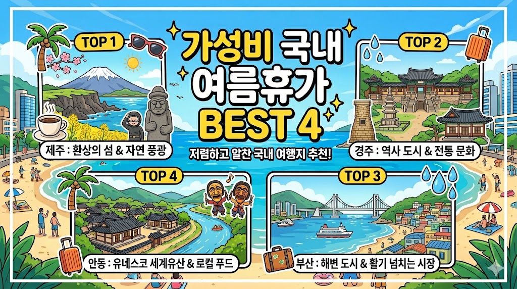 대학생 종강 맞이 가성비 좋은 국내 여름휴가 여행지 베스트4