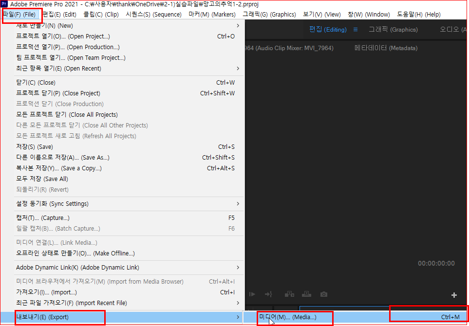 파일 - 내보내기 - 미디어