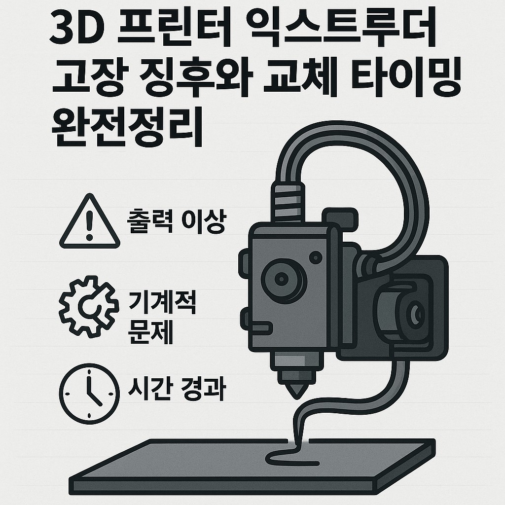 익스트루더 고장 징후와 교체 시기 요약 이미지