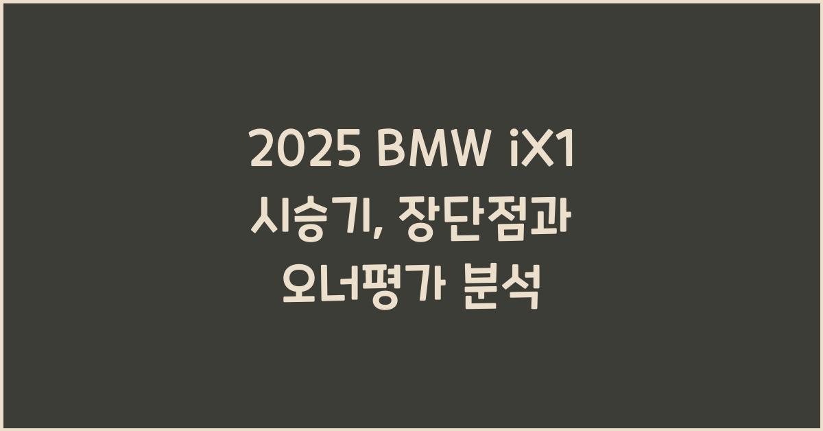 2025 BMW iX1 시승기 제원 연비 장단점 유지비 오너평가