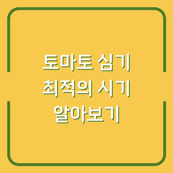 토마토 심기 최적의 시기 알아보기