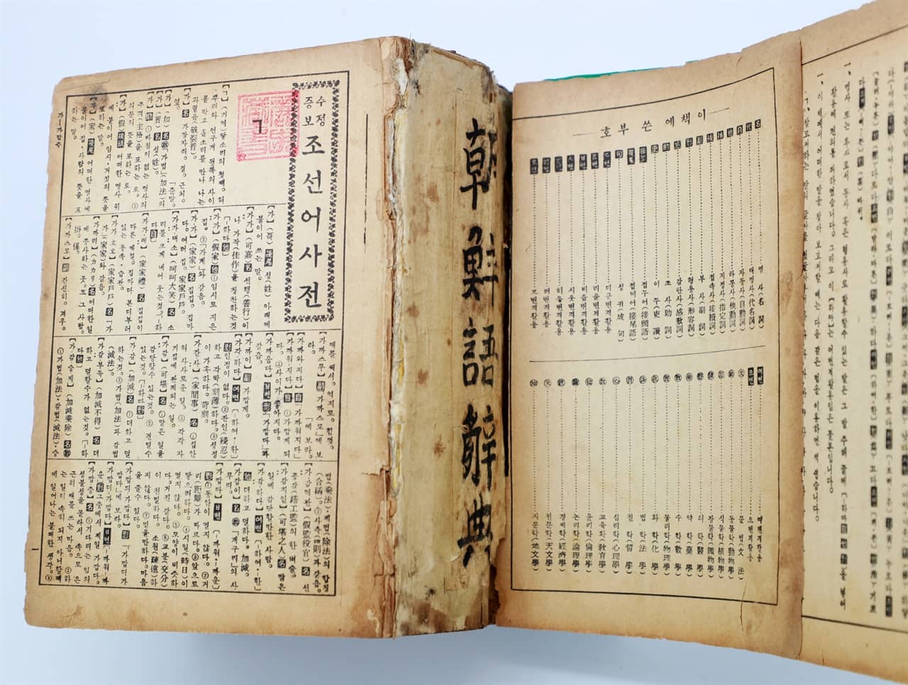 대한민국 최초의 국어사전인 조선어사전