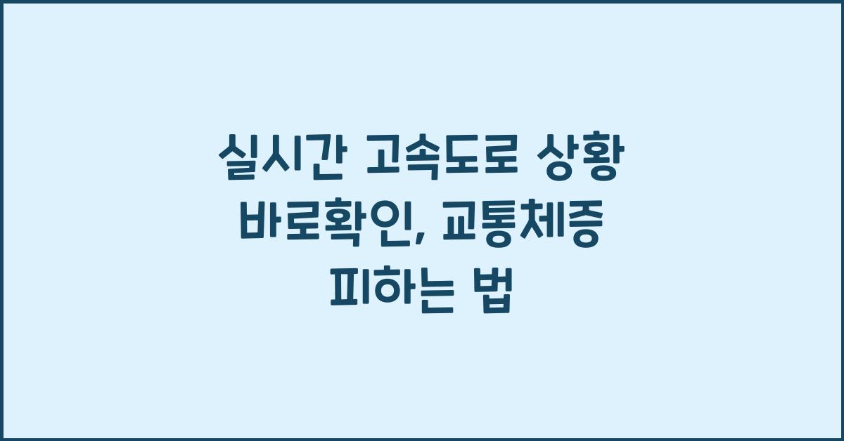 실시간 고속도로 상황 바로확인