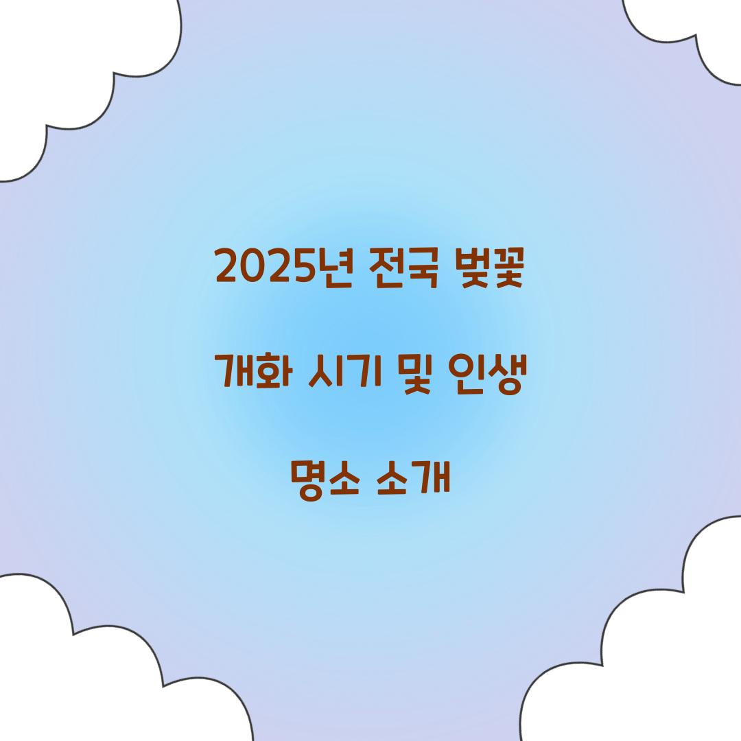 벚꽃 개화시기 2025년 전국