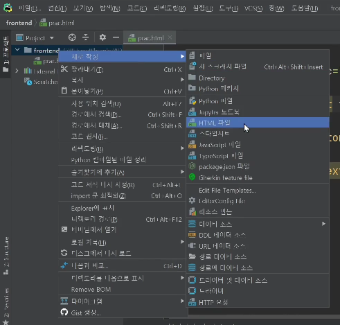 Pycham을 열고, login.html을 새로 만든다.