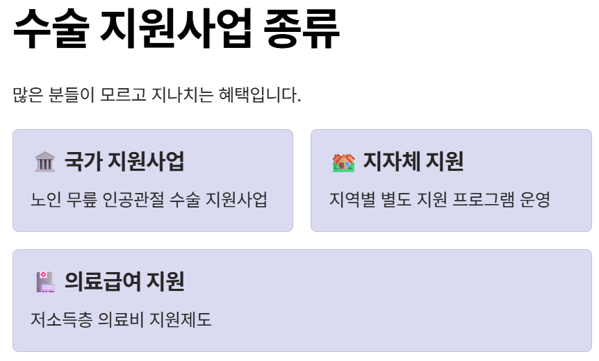 수술 지원사업 종류