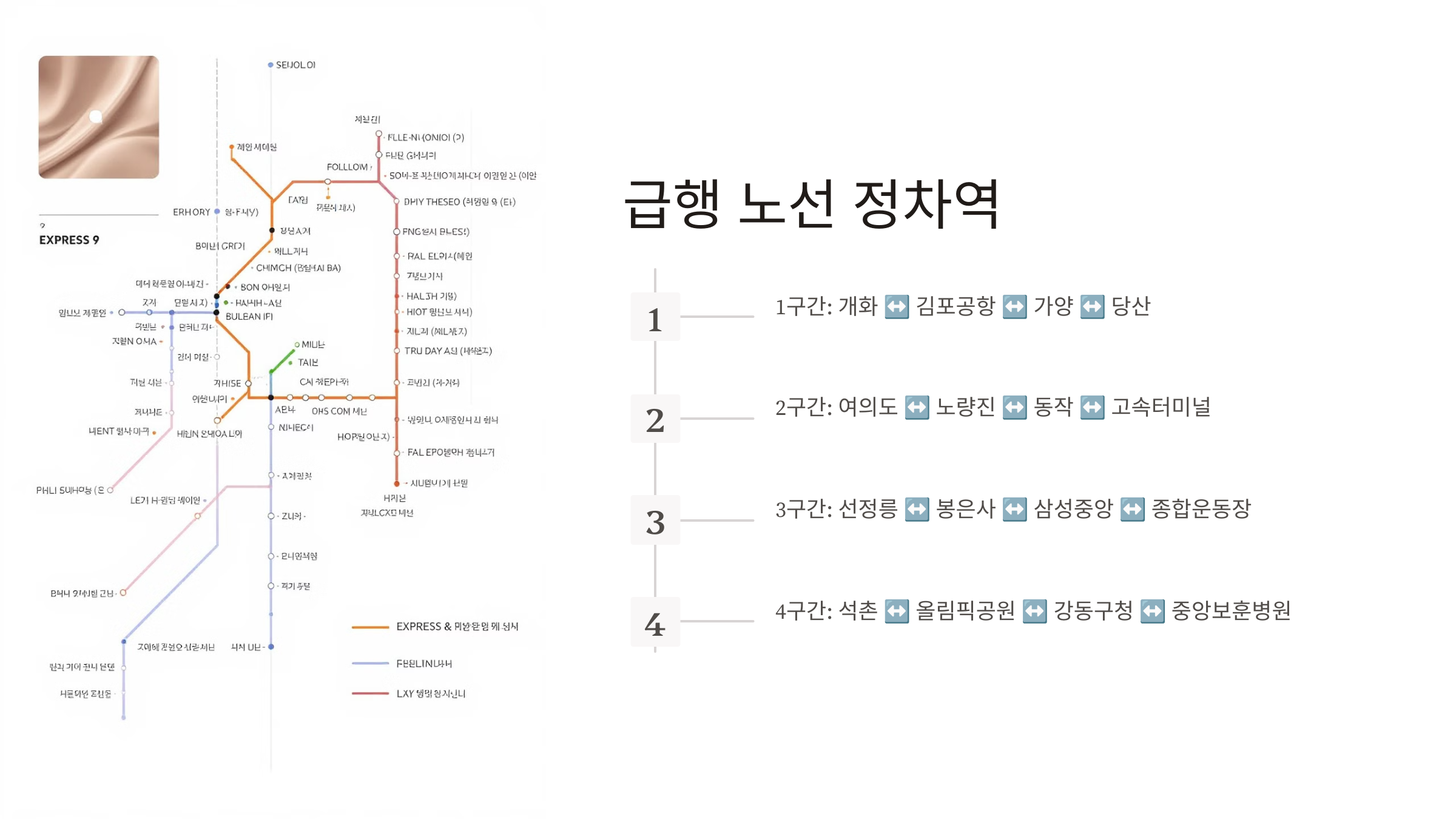 9호선 급행 정차역 노선