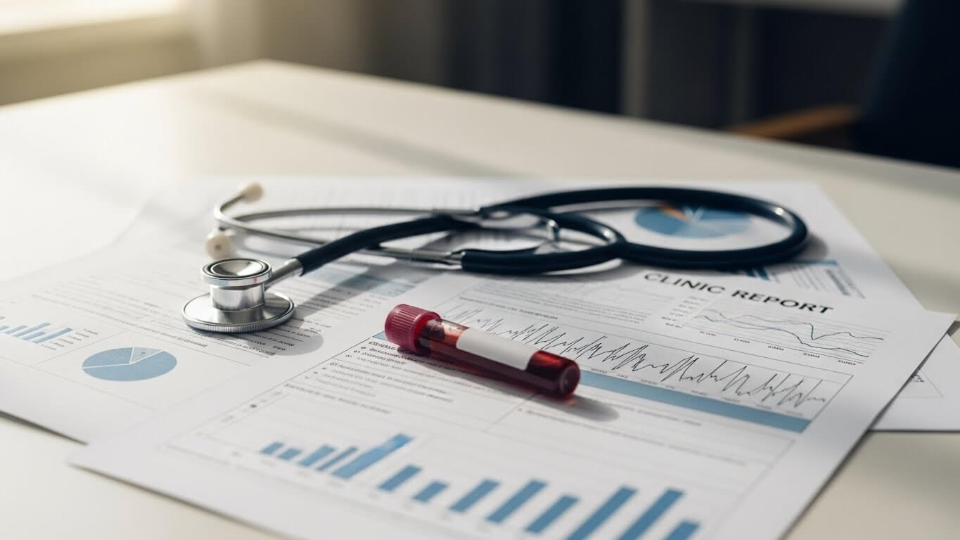 당뇨약 복용 중 신장·간 수치와 B12 등 정기검진을 상징하는 이미지