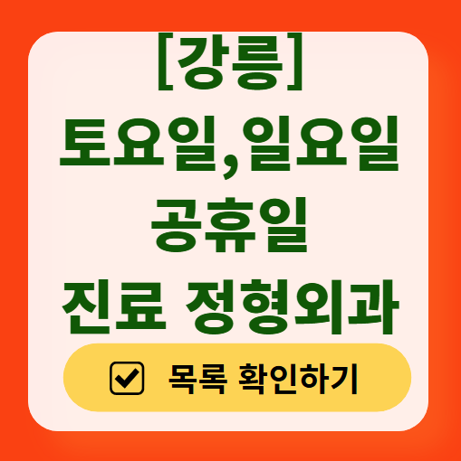 강릉 일요일 문 여는 정형외과 목록 ❘ 토요일, 주말, 공휴일 진료 영업 병원 리스트