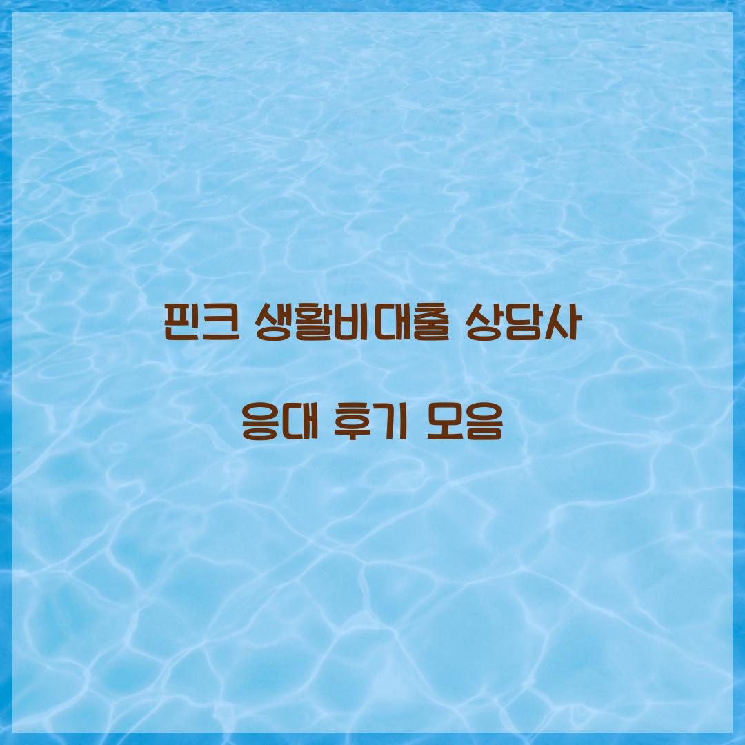 핀크 생활비대출 상담사 응대 후기 모음 