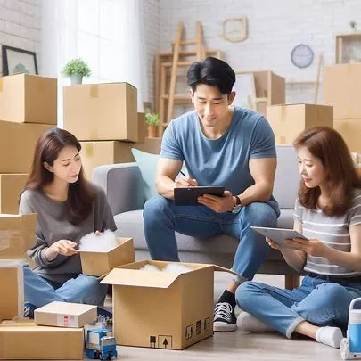 포장이사 진행 과정 - 이사 전문가가 짐을 포장 & 정리하는 모습