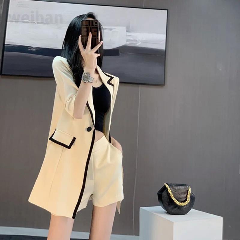 여성 반팔 정장자켓 반바지 세트 오피스룩 코디세트