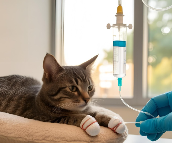 주사맞는 고양이