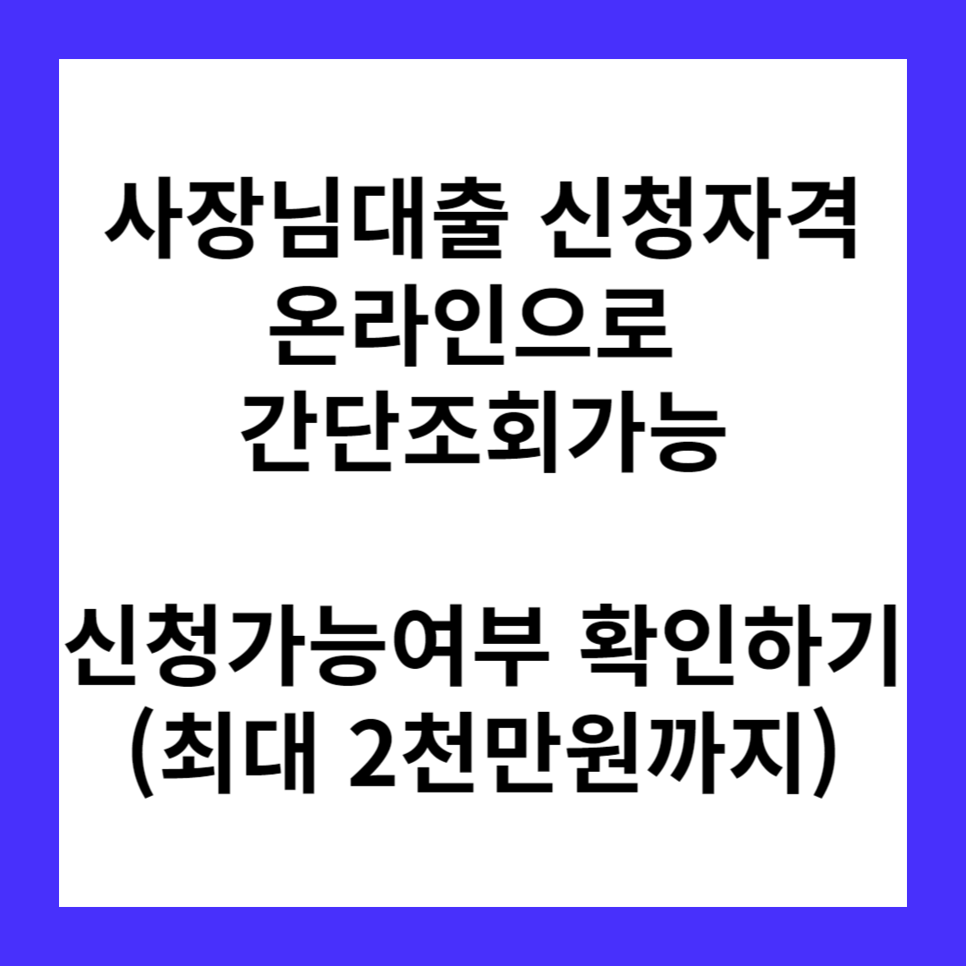 우리 사장님 생활비대출(새희망홀씨2)
