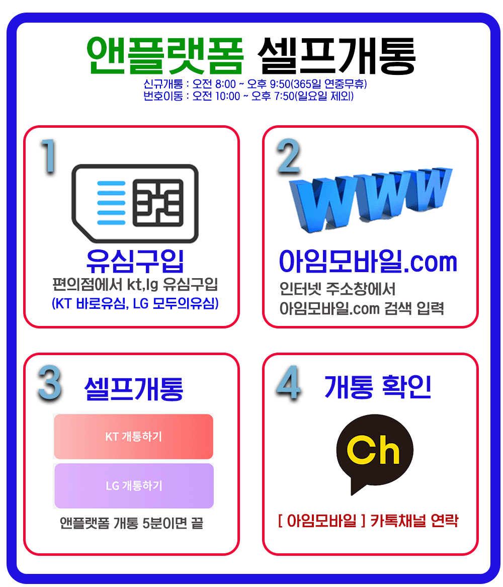 앤텔레콤 셀프개통 요약