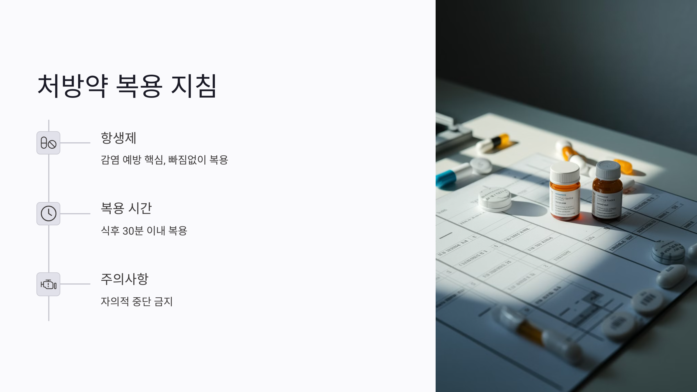 인공뼈이식 후 처방약 복용법과 복용 시간 주의사항