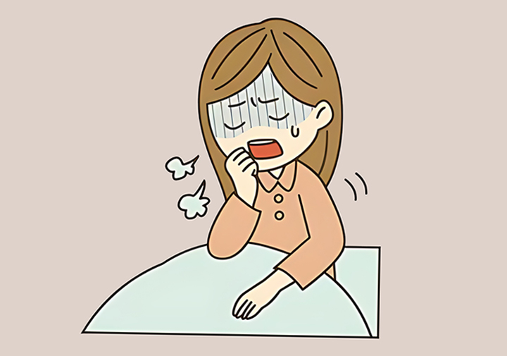 마른-기침으로-힘든-여성