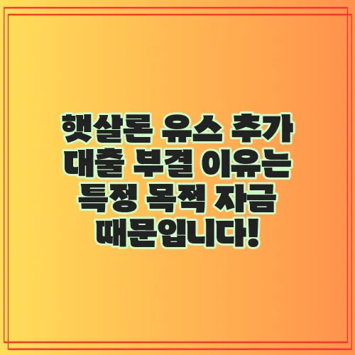 햇살론 유스 추가 대출 부결 이유는 특정 목적 자금 때문입니다!