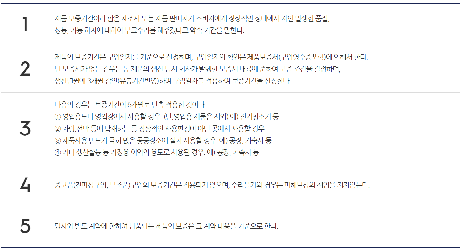 일렉트로룩스 보증기간