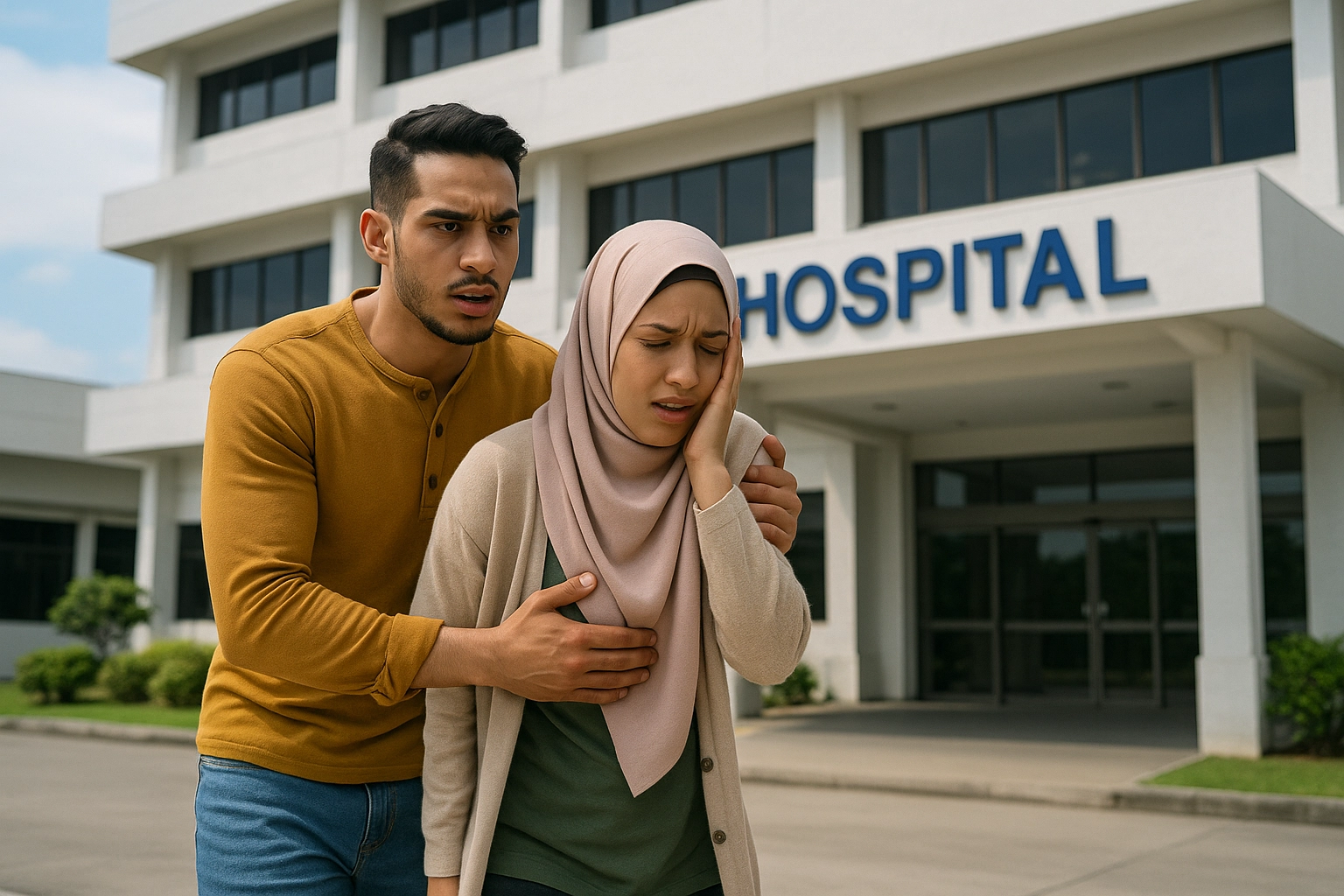 a woman going to the hospital phptos