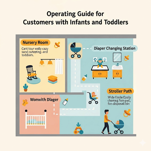 수유·유아 동반 고객 운영 가이드 — 수유실·기저귀 교환대·유모차 동선·민원 최소화 스크립트