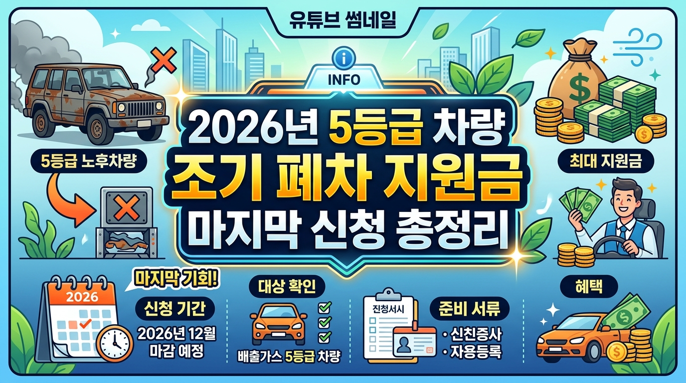 5등급 차량 조기폐차 지원금 2026년 마지막 신청 방법 총가이드