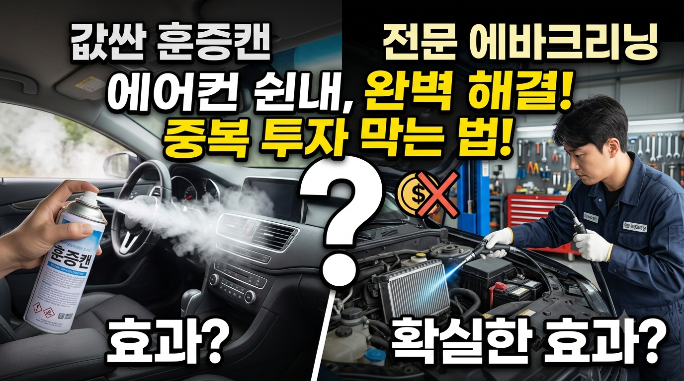 자동차 에어컨 쉰내 해결! 값싼 훈증캔 vs 에바크리닝, 중복 투자 막는 확실한 방법은?