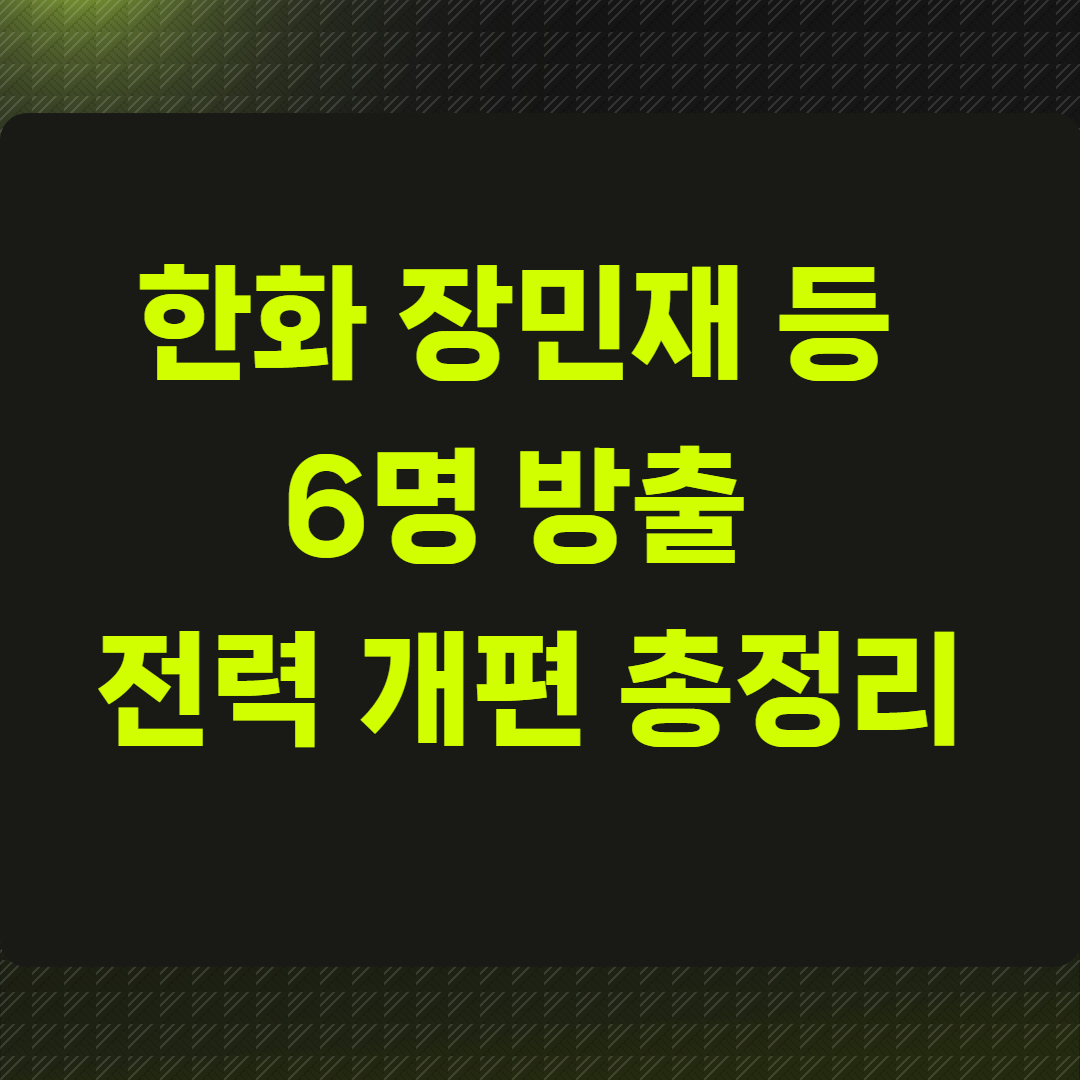 한화 장민재 등 6명 방출 전력 개편 총정리