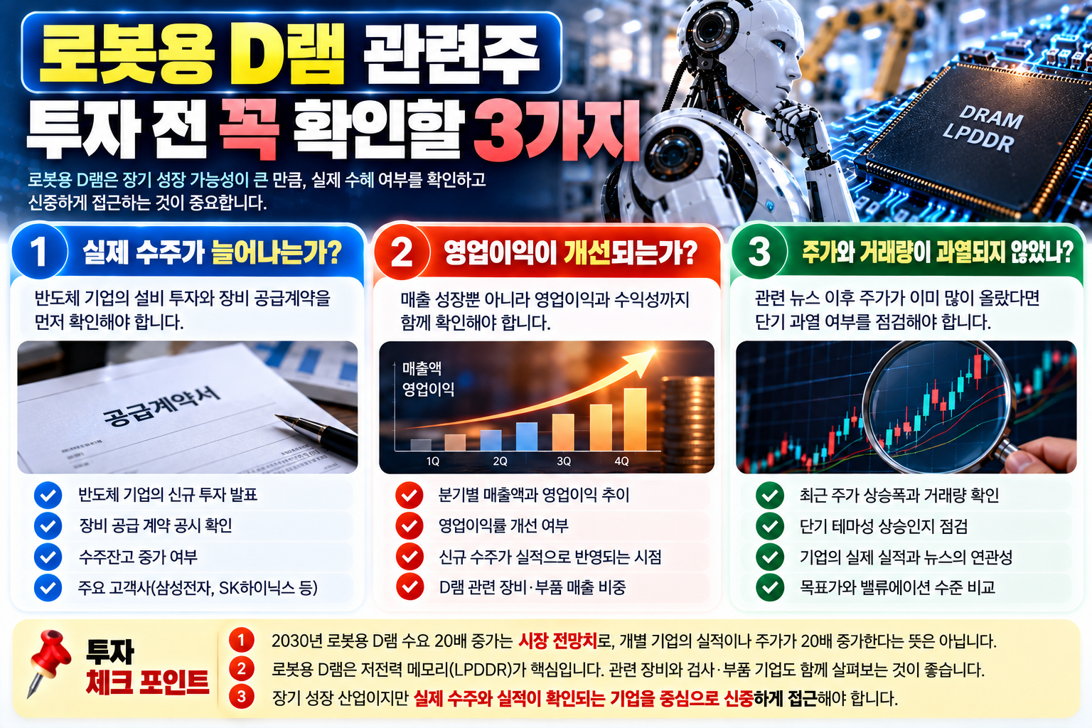 로봇용 D램 관련주 투자 전 수주 실적 주가 거래량 체크리스트