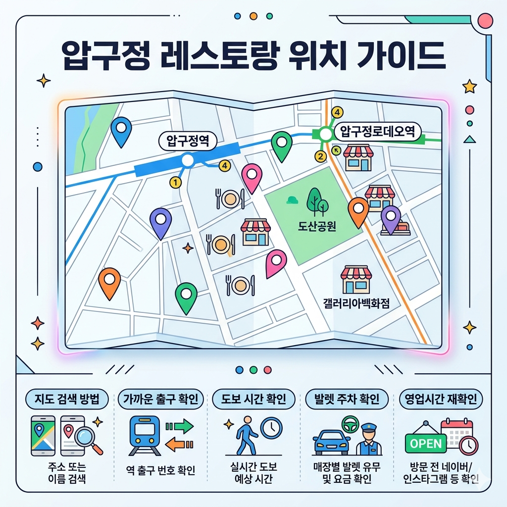 압구정 레스토랑 위치 찾는 방법|압구정역·로데오·도산공원 맛집 동선 정리 인포그래팩
