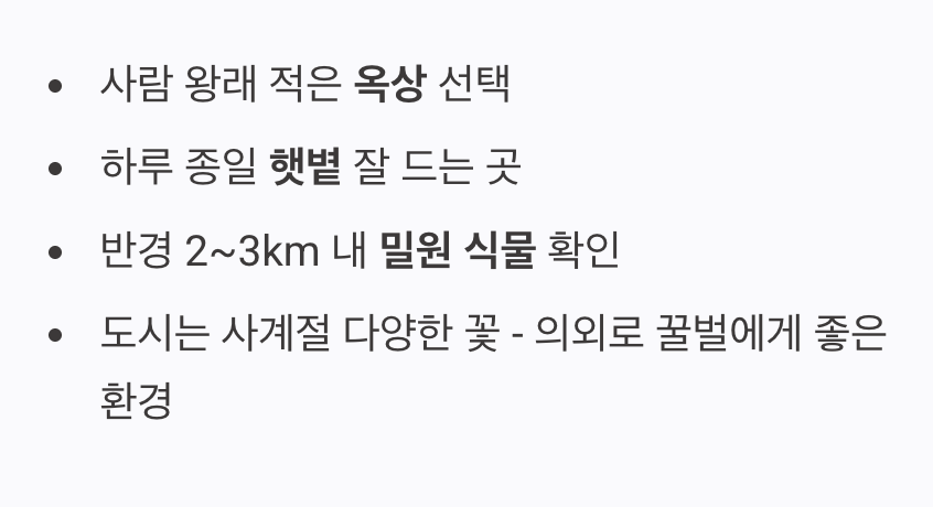 꿀벌을 위한 최고의 입지 조건