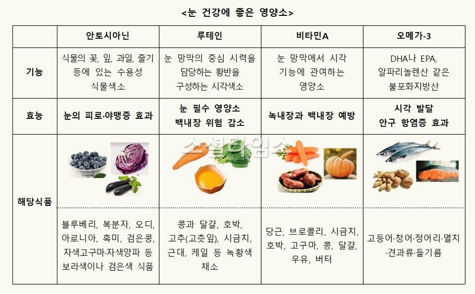 눈 건강에 좋은 영양소 홍보이미지