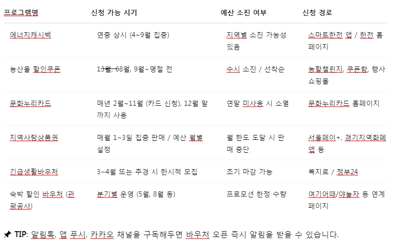 2025년 바우쳐 신청 일정 캘린더