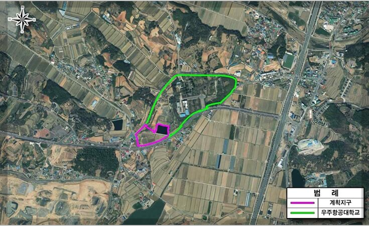 경남 사천 우주항공대학교 위치 및 토지이용계획(안)