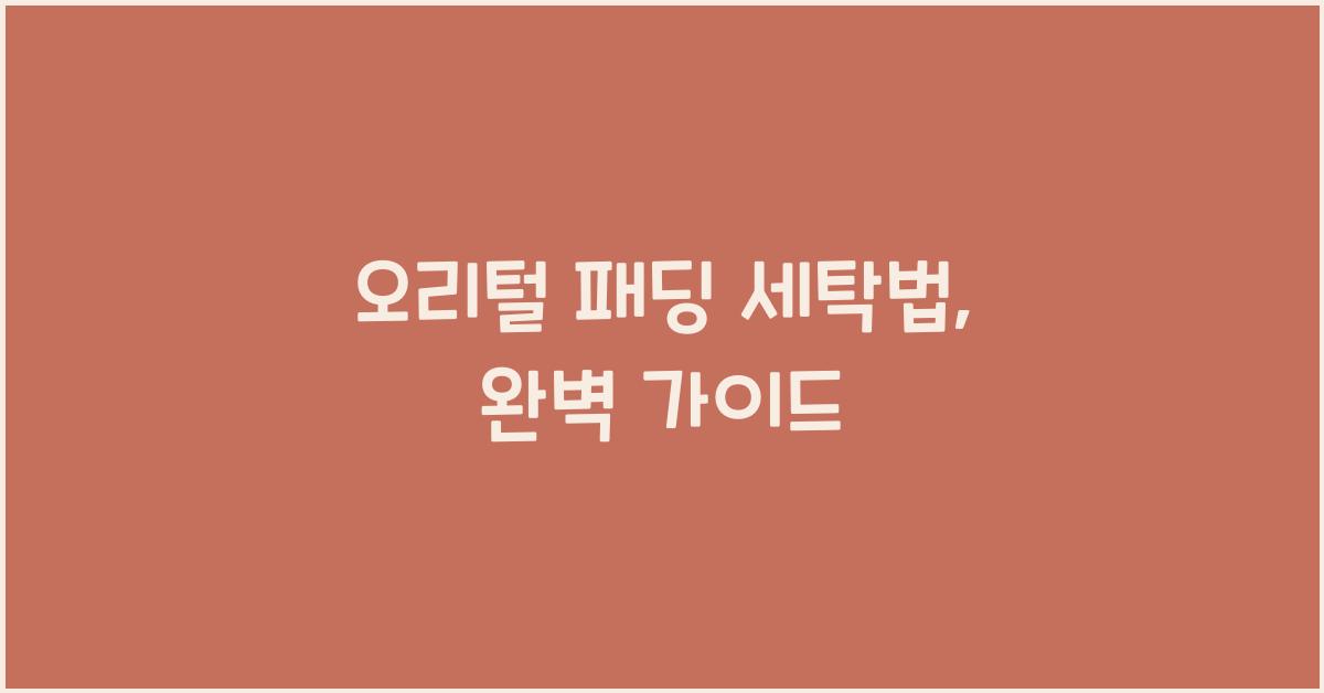 오리털 패딩 세탁법