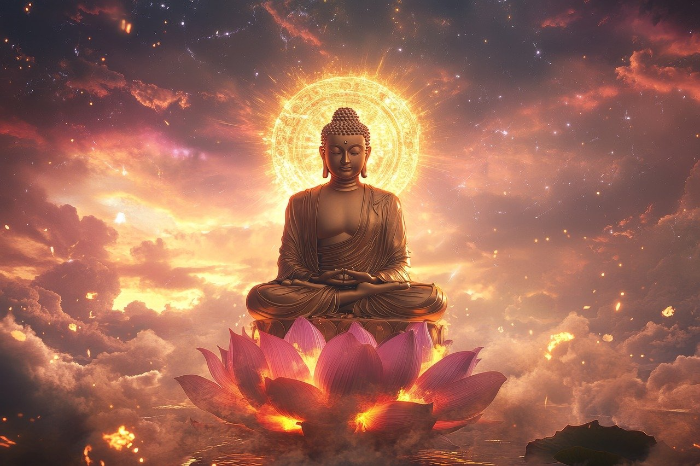부처님이 연꽃위에 앉아 있는 이미지
