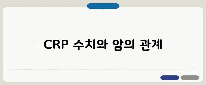 CRP 정상수치 넘으면 암 전조일 수도