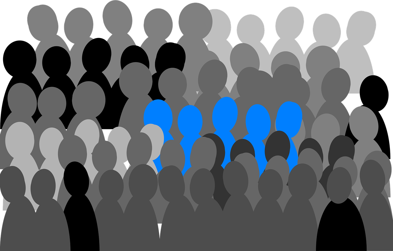 여러 사람이 모여있는 모습을 묘사한 그림