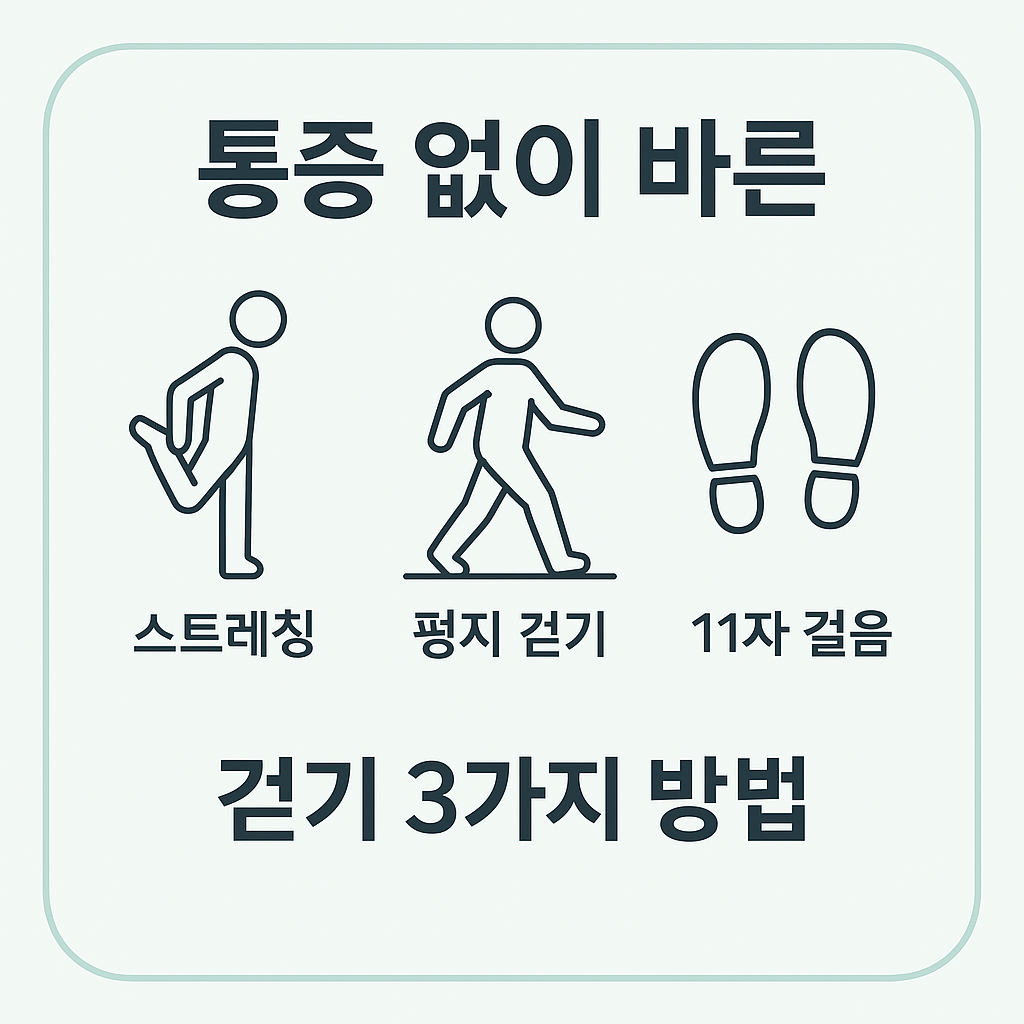 무릎 통증 없이 올바르게 걷기 위한 3가지 방법 스트레칭 평지 걷기 11자 걸음