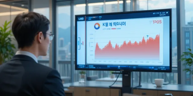 증권 전문가가 강원랜드 주가에 대한 보고서를 프레젠테이션 형식으로 발표하고 있는 장면