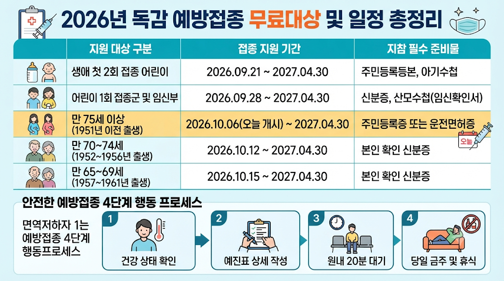 독감 예방접종 무료대상 및 2026년 일정 총정리