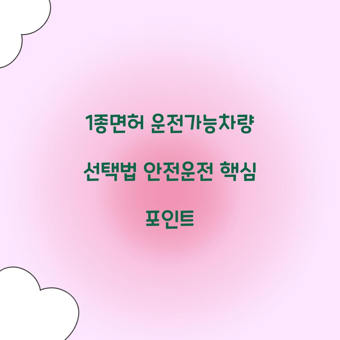 1종면허 운전가능차량