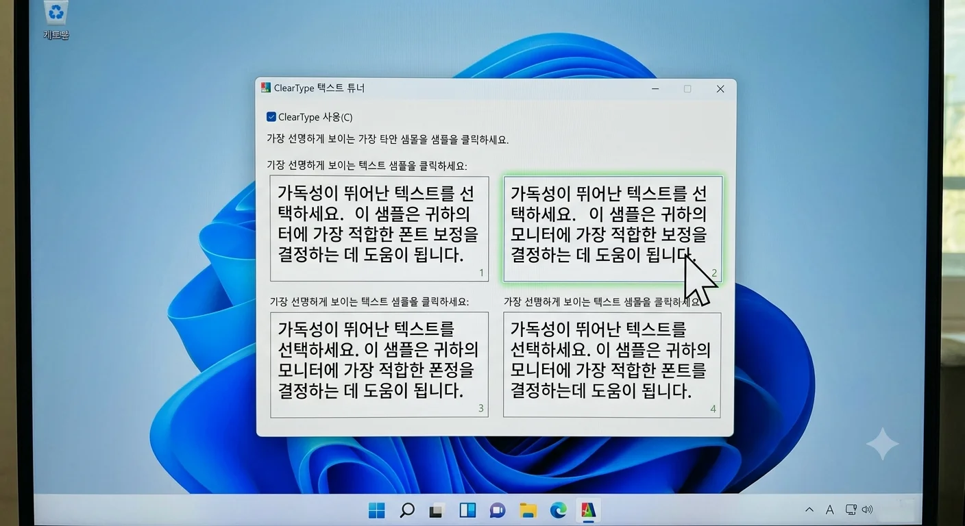 윈도우 ClearType 텍스트 조정 cttune 실행 서브픽셀 선명도 튜닝 화면