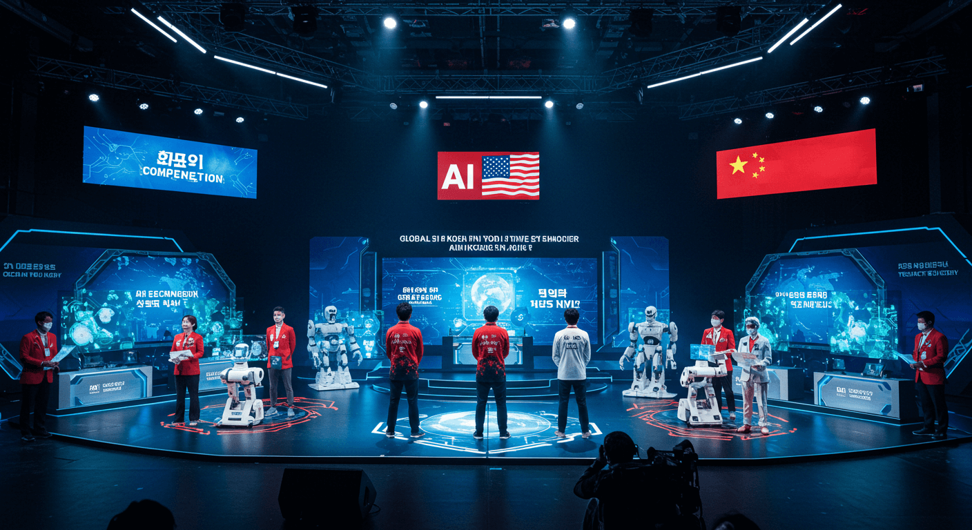 한국이 미국&middot;중국과 함께 AI 기술 경쟁에 참여하는 국제 미래 정상 회의 장면 2