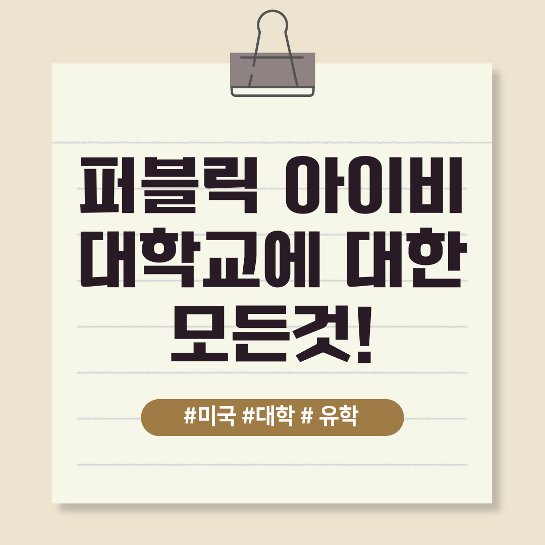 퍼블릭 아이비리그 대학교에 대해 아시나요?
