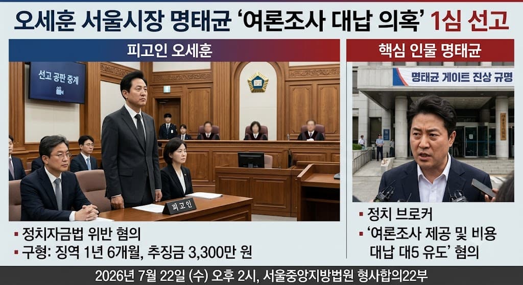 오세훈 서울시장직 날아가나
명태균 여론조사 대납 1심 선고
벌금 100만원 이상이면 시장직 상실