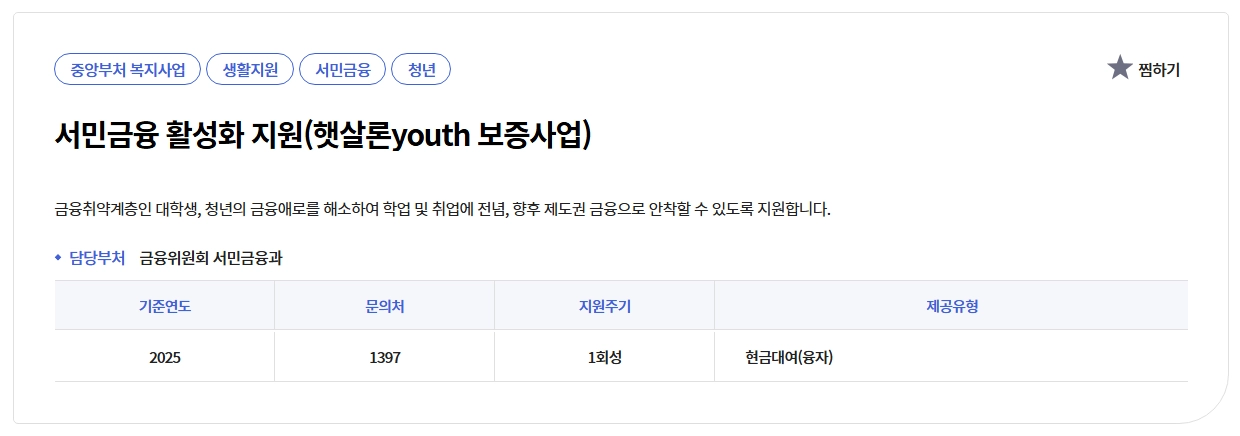 햇살론유스 신청자격확인하기
