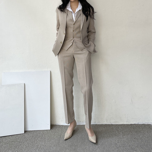 빅사이즈 브리티시 체크 수트 셋업 (- 2XL 키큰여자 쓰리피스 여성 정장 세트 )